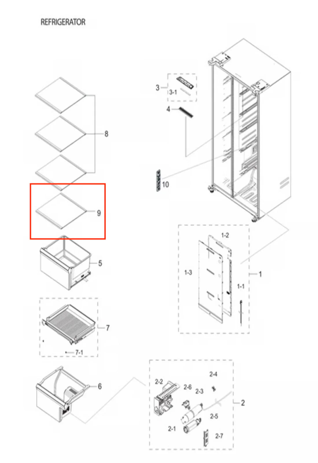 Samsung Refrigerator Glass Shelf, Lower DA97-20637A