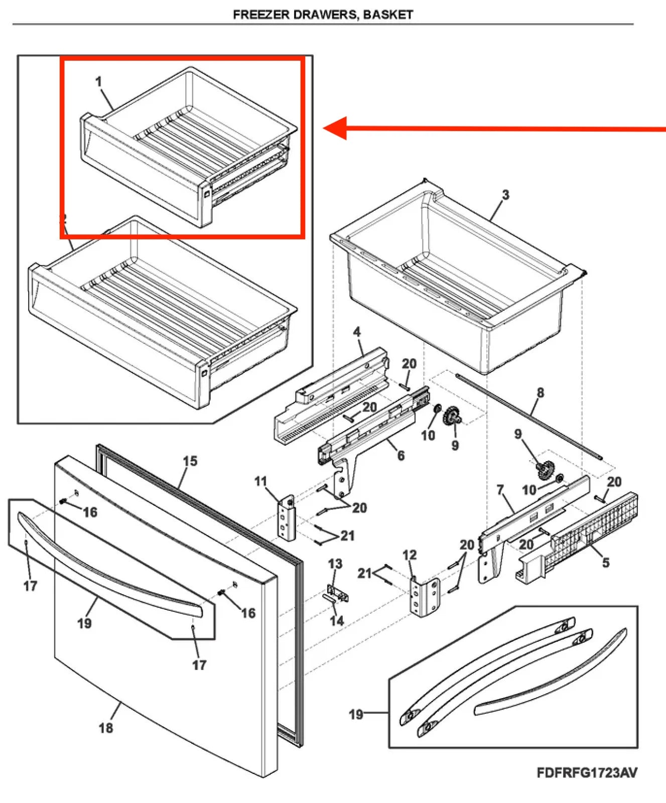 Frigidaire FRFG1723AV Refrigerator Freezer Drawer 5304529195